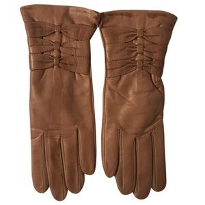 Sermoneta Kid Leather Gloves Light Brown Size 7